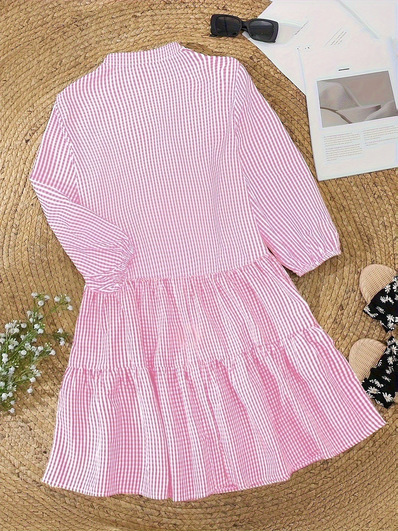 Rose – Gingham Button-Up Tiered Dress