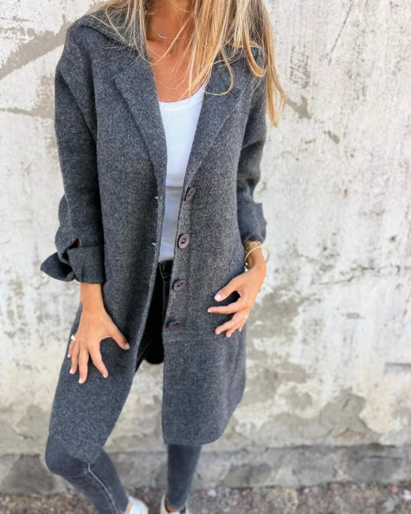 Maila™ | Casual long coat with lapels