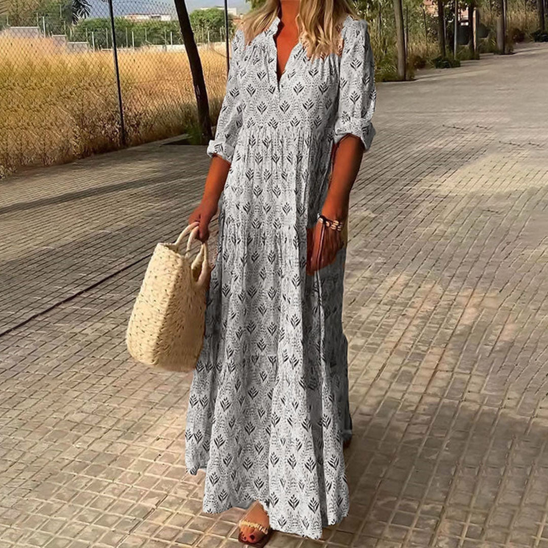 Vivian – Printed Boho Maxi Dress