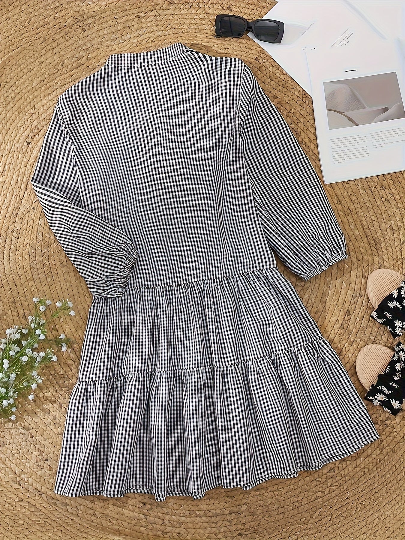 Rose – Gingham Button-Up Tiered Dress