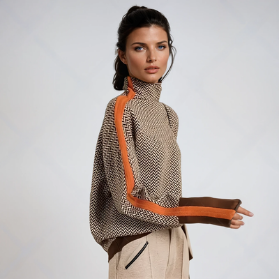 Malou™ | High-neck jumper with striking contrast stripes