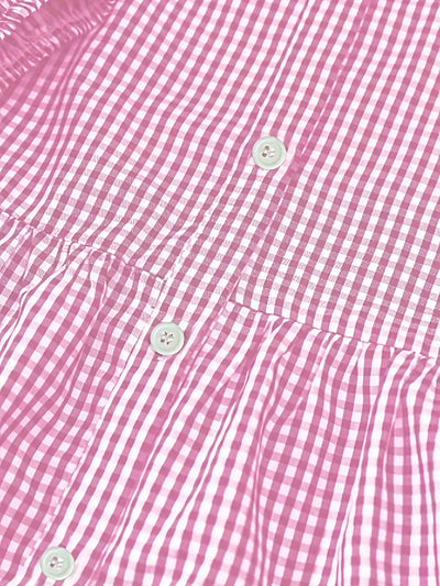 Rose – Gingham Button-Up Tiered Dress